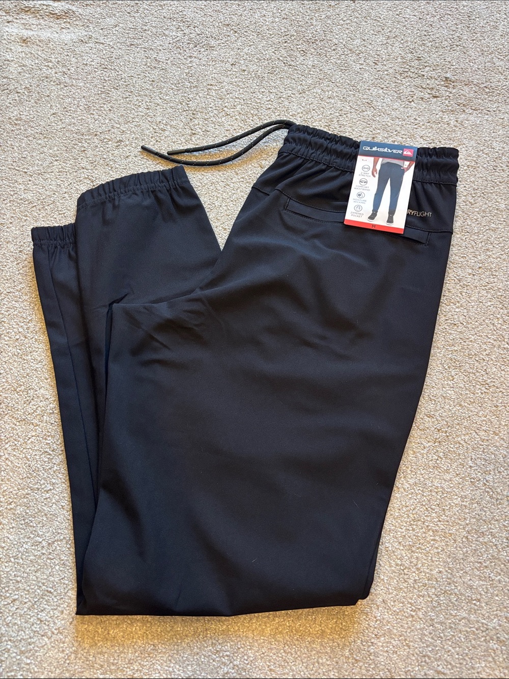 Quiksilver Men's Black Elastic Waist Jogger Pants